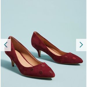 Anthropologie kitten heels with dot print